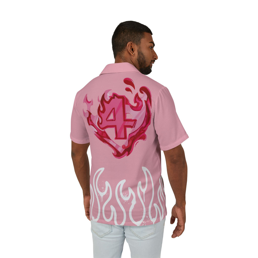 Copy of RIVALS INSPIRED HUMAN TORCH Pink Flame Camp Shirt – Heart Fire '4' Graphic Hawaiian Shirt