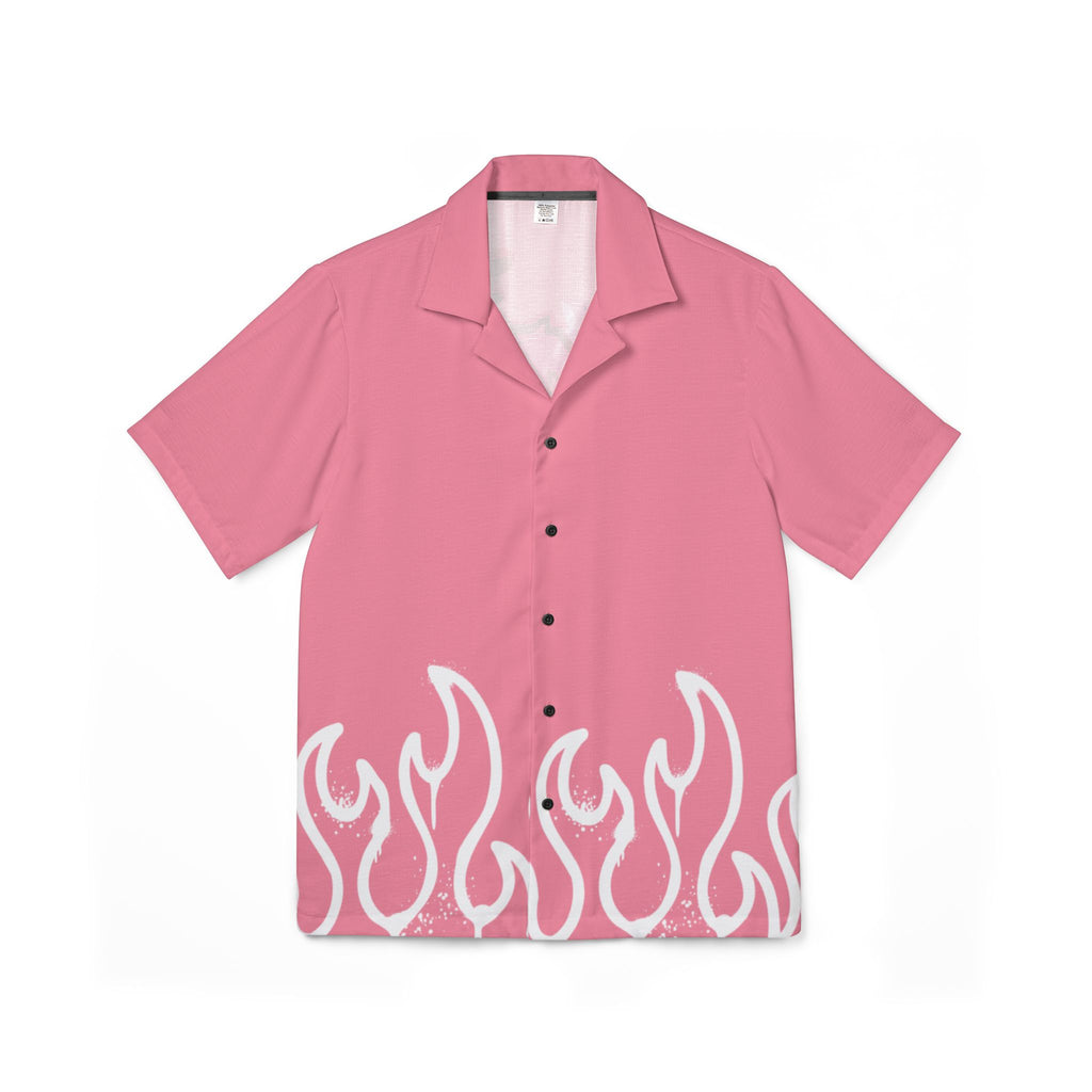 RIVALS INSPIRED HUMAN TORCH Pink Flame Camp Shirt – Heart Fire '4' Graphic Hawaiian Shirt