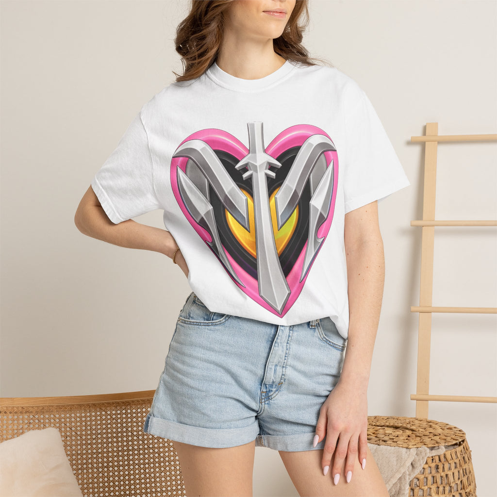 Magik Millenia Might Heart Sword Graphic T-Shirt — Pink Armor Heart Tee