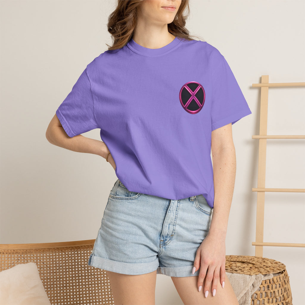 X-MEN GAMBIT Fleur-de-Lis Crest T-Shirt — Black Emblem Chest & Back Graphic