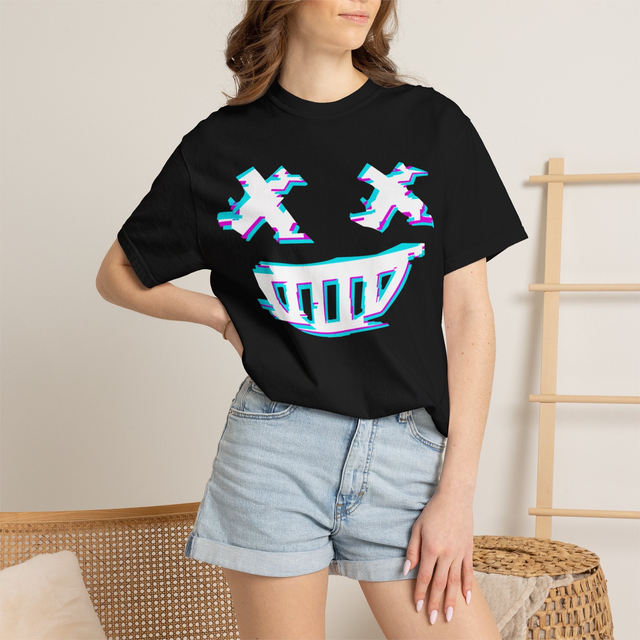 Rivals Inspired Squirrel Girl Cyber Hacker ESU Glitch Smile T-Shirt — Retro Vaporwave Graphic Tee