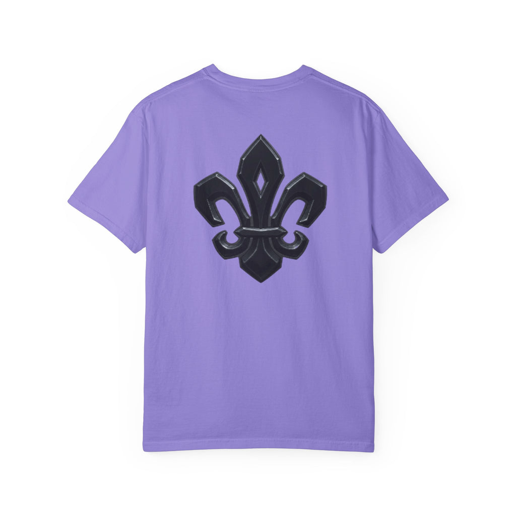 X-MEN GAMBIT Fleur-de-Lis Crest T-Shirt — Black Emblem Chest & Back Graphic