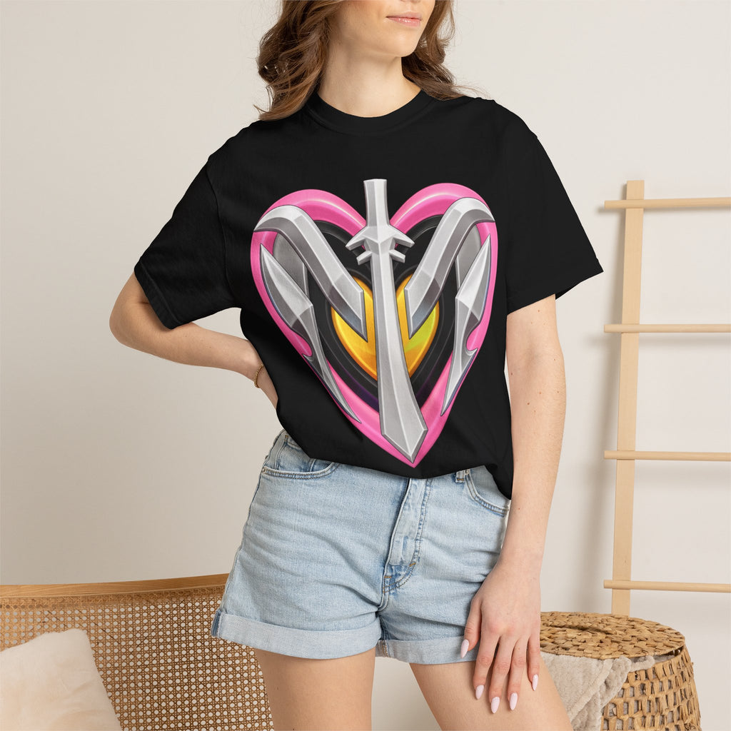 Magik Millenia Might Heart Sword Graphic T-Shirt — Pink Armor Heart Tee