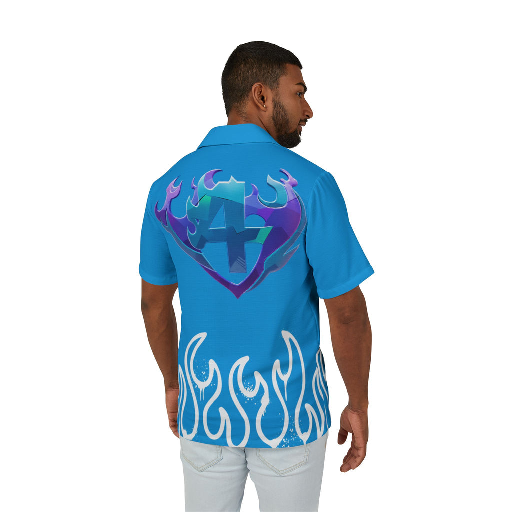 RIVALS INSPIRED HUMAN TORCH BLUE Flame Hawaiian Shirt