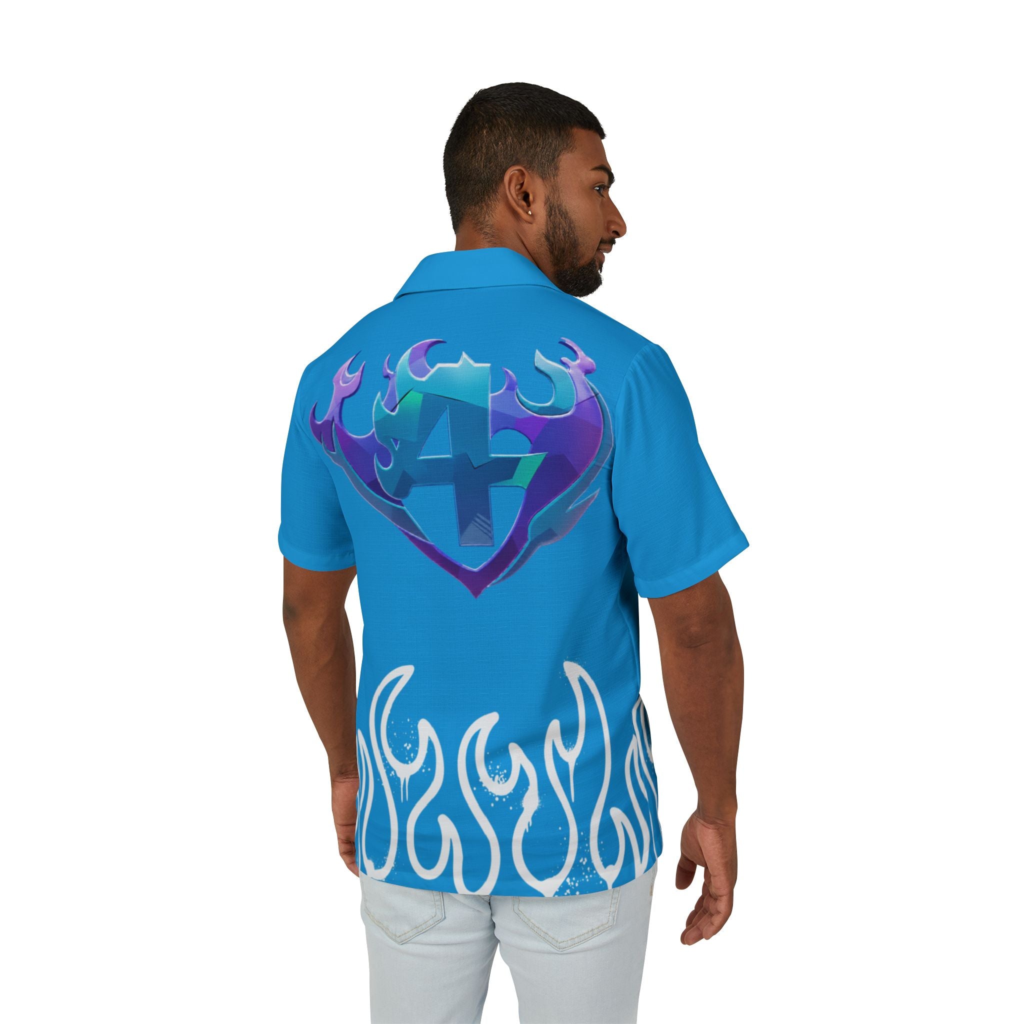 RIVALS INSPIRED HUMAN TORCH BLUE Flame Hawaiian Shirt