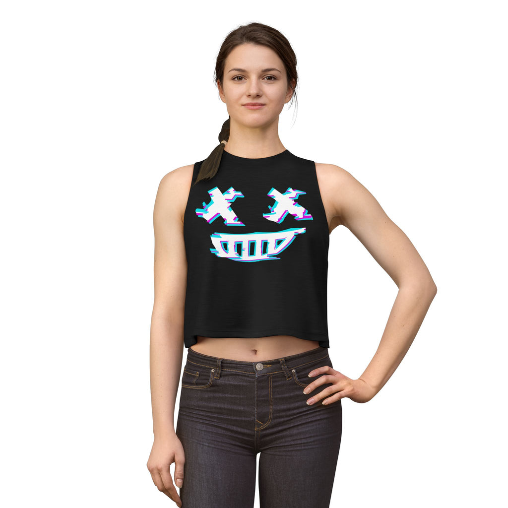 Rivals inspired Squirell Girl Cyber Hacker ESU Crop Top — Glitch Smile Graphic Women’s Cropped Tank
