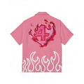 RIVALS INSPIRED HUMAN TORCH Pink Flame Camp Shirt – Heart Fire '4' Graphic Hawaiian Shirt