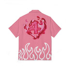 RIVALS INSPIRED HUMAN TORCH Pink Flame Camp Shirt – Heart Fire '4' Graphic Hawaiian Shirt