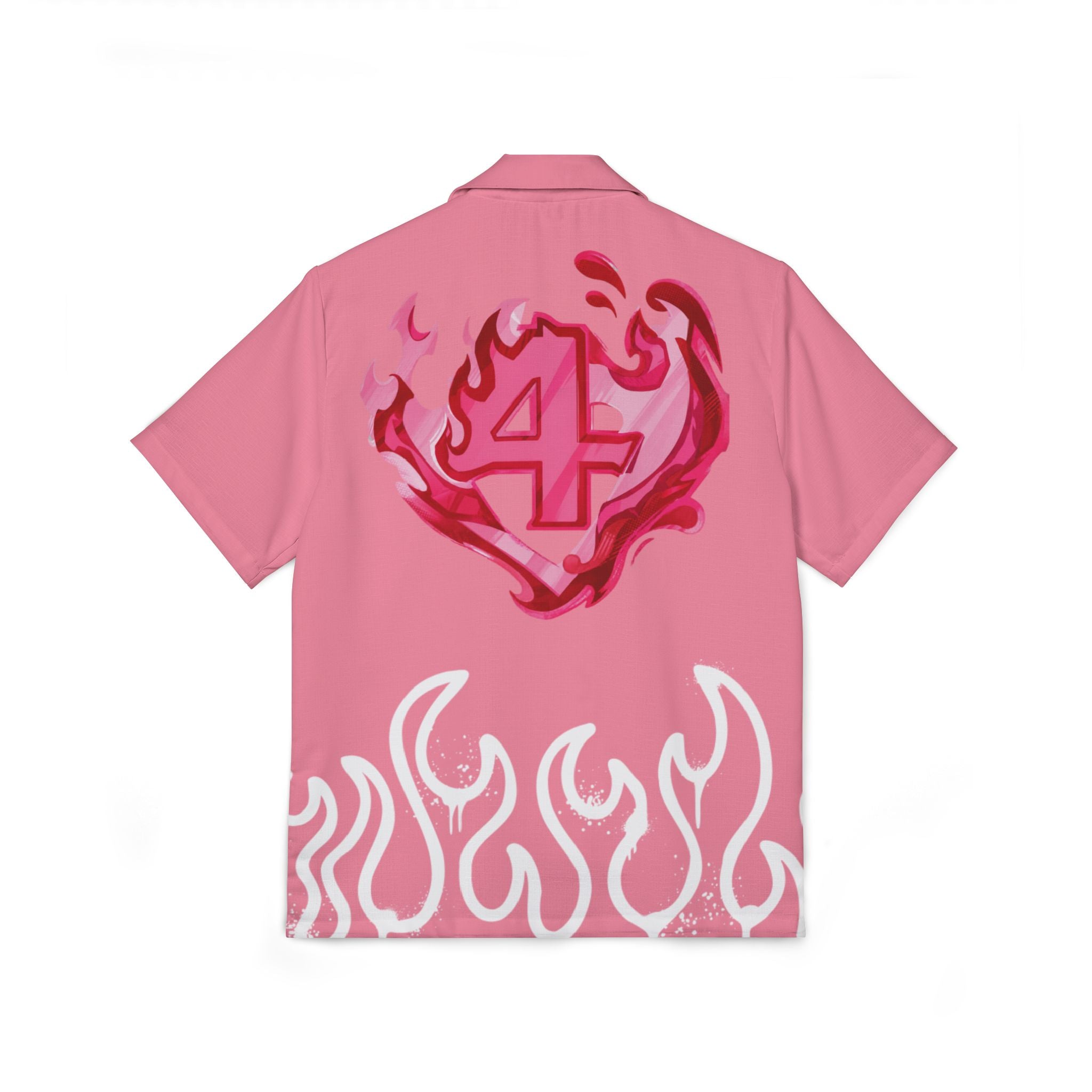 RIVALS INSPIRED HUMAN TORCH Pink Flame Camp Shirt – Heart Fire '4' Graphic Hawaiian Shirt