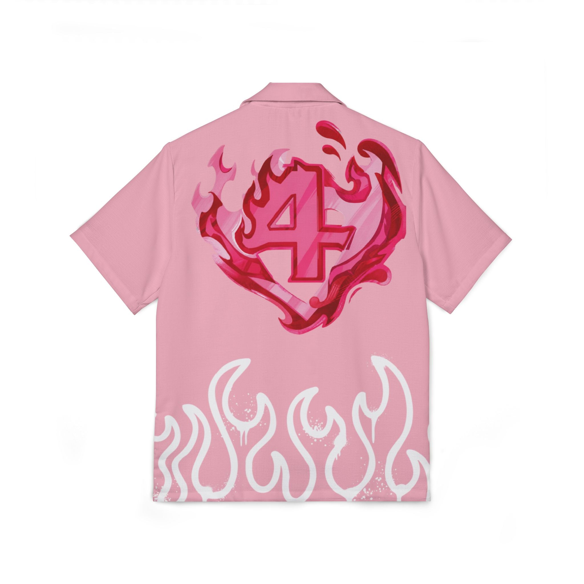 Copy of RIVALS INSPIRED HUMAN TORCH Pink Flame Camp Shirt – Heart Fire '4' Graphic Hawaiian Shirt