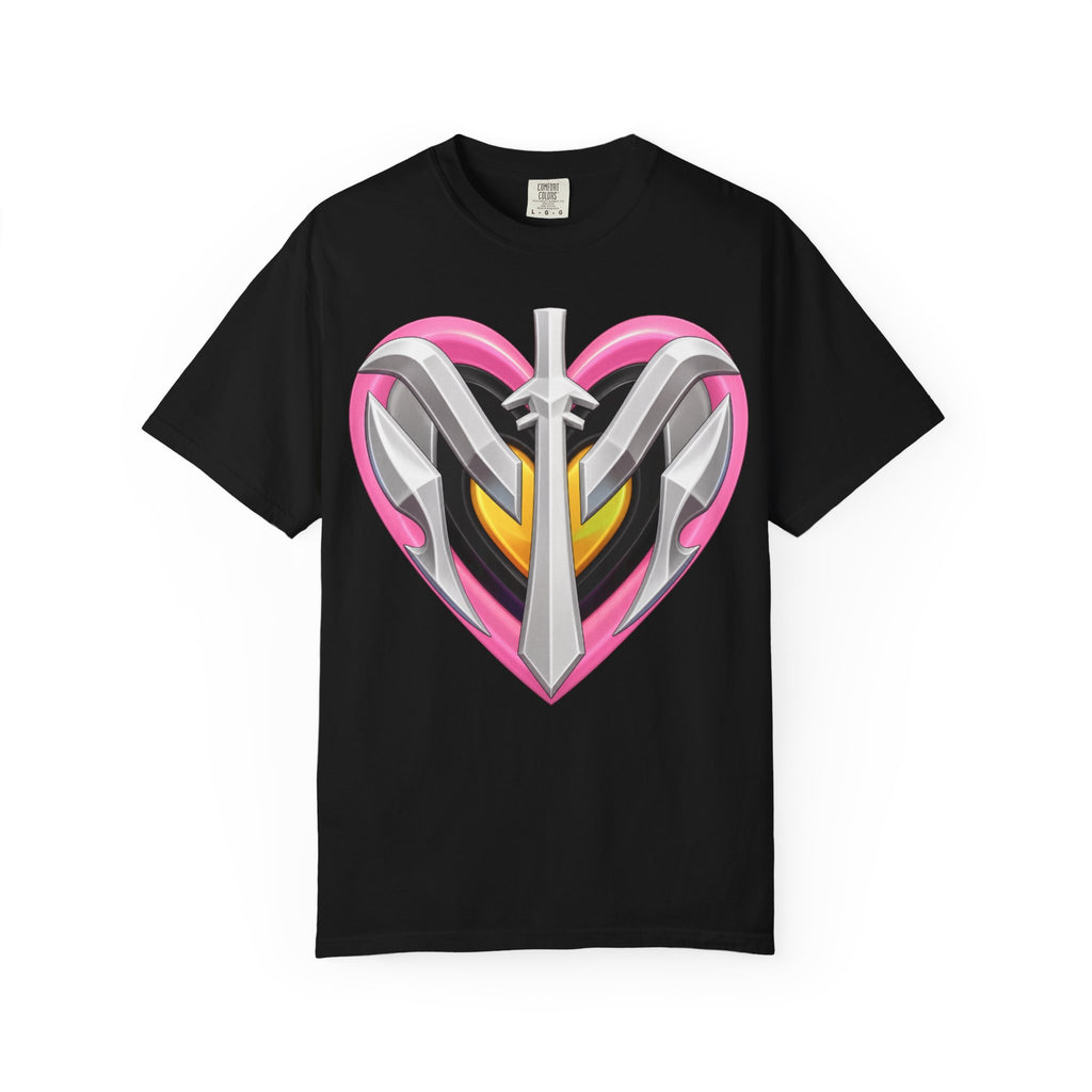 Magik Millenia Might Heart Sword Graphic T-Shirt — Pink Armor Heart Tee